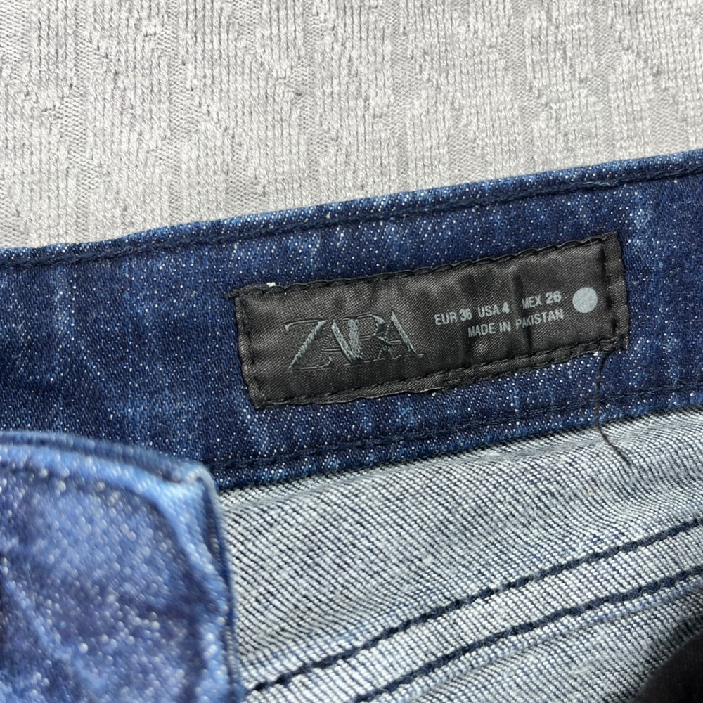 Zara Bootcut Flare Jeans Women Size 4/27x32 Blue High Rise Dark Wash Denim - Picture 2 of 11